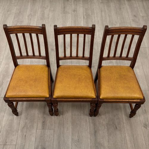 ANTIQUE 20TH CENTURY EDWARDIAN SET OF 6 OAK DINING CHAIRS - ADDITIONAL PHOTO 7
