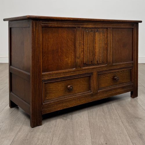 ANTIQUE 20TH CENTURY SMALL EDWARDIAN MULE CHEST IN OAK - ADDITIONAL PHOTO 7