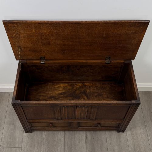 ANTIQUE 20TH CENTURY SMALL EDWARDIAN MULE CHEST IN OAK - ADDITIONAL PHOTO 9