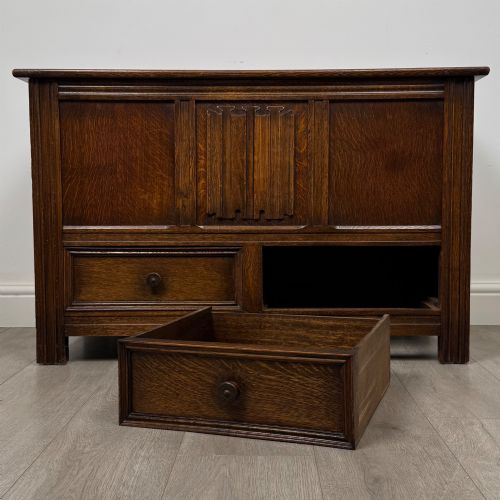 ANTIQUE 20TH CENTURY SMALL EDWARDIAN MULE CHEST IN OAK - ADDITIONAL PHOTO 10