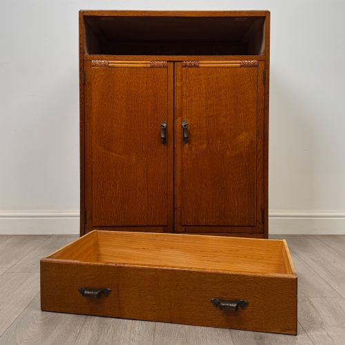 ANTIQUE 20TH CENTURY ART DECO STYLE CUPBOARD IN OAK - ADDITIONAL PHOTO 10