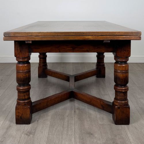 ANTIQUE 20TH CENTURY DINING TABLE WITH 6 DINING CHAIRS IN OAK - ADDITIONAL PHOTO 3