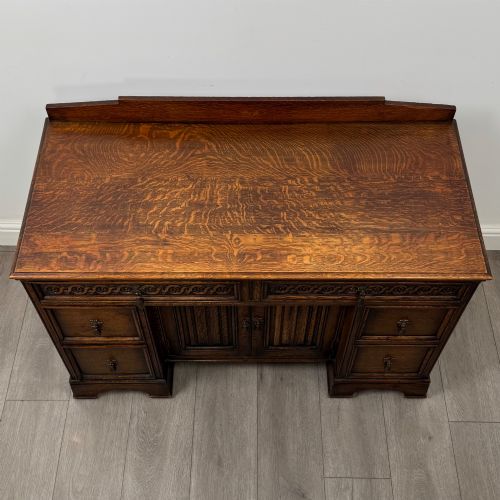 ANTIQUE 20TH CENTURY CARVED EDWARDIAN DESK IN OAK - ADDITIONAL PHOTO 9