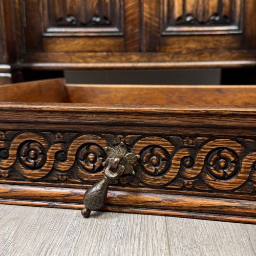 ANTIQUE 20TH CENTURY CARVED EDWARDIAN DESK IN OAK - ADDITIONAL PHOTO 11
