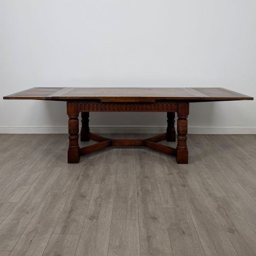 ANTIQUE 20TH CENTURY EDWARDIAN DRAW LEAF DINING TABLE IN OAK - ADDITIONAL PHOTO 1