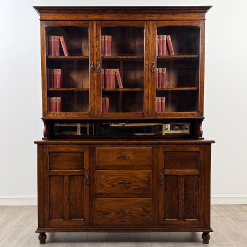 antique 20th century good quality glazed oak dresser - CATEGORY: ANTIQUE BOOKCASES - DATED EDWARDIAN