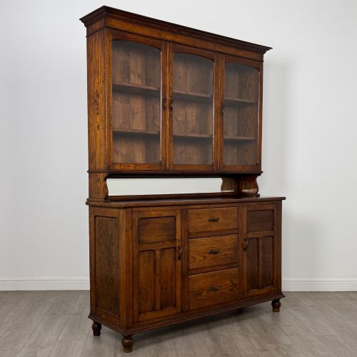 ANTIQUE 20TH CENTURY GOOD QUALITY GLAZED OAK DRESSER - ADDITIONAL PHOTO 9
