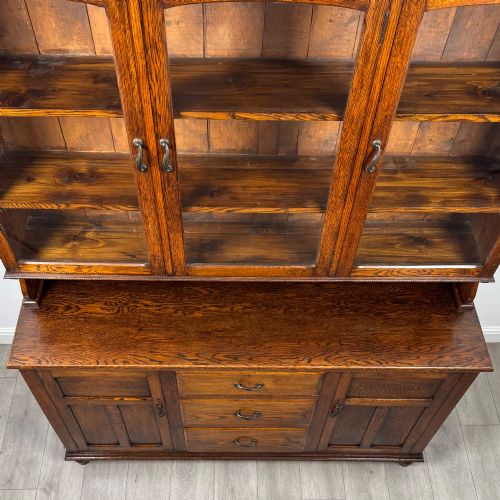 ANTIQUE 20TH CENTURY GOOD QUALITY GLAZED OAK DRESSER - ADDITIONAL PHOTO 10