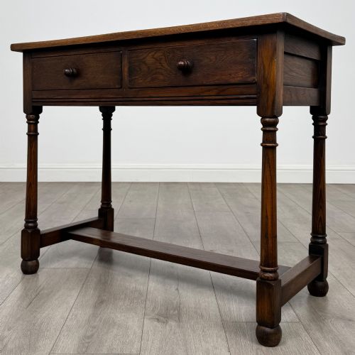ANTIQUE 20TH CENTURY EDWARDIAN WRITING TABLE IN OAK - ADDITIONAL PHOTO 1