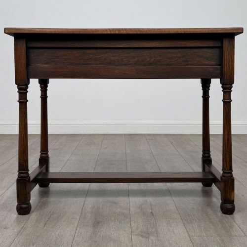 ANTIQUE 20TH CENTURY EDWARDIAN WRITING TABLE IN OAK - ADDITIONAL PHOTO 4