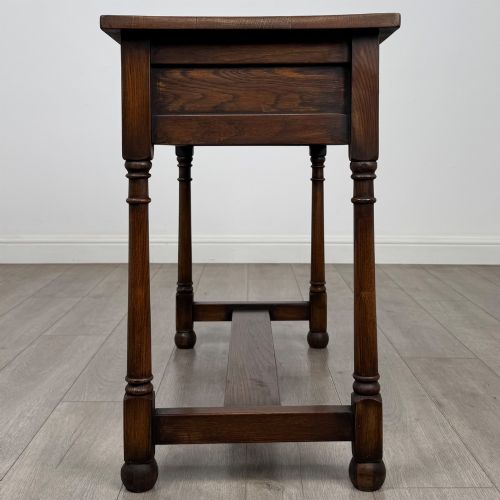 ANTIQUE 20TH CENTURY EDWARDIAN WRITING TABLE IN OAK - ADDITIONAL PHOTO 6