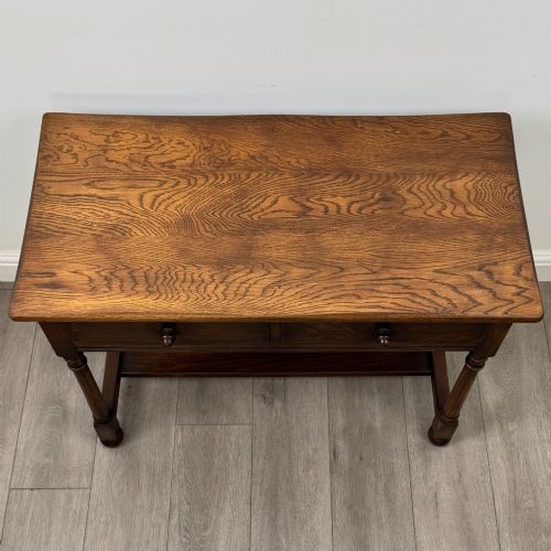 ANTIQUE 20TH CENTURY EDWARDIAN WRITING TABLE IN OAK - ADDITIONAL PHOTO 8