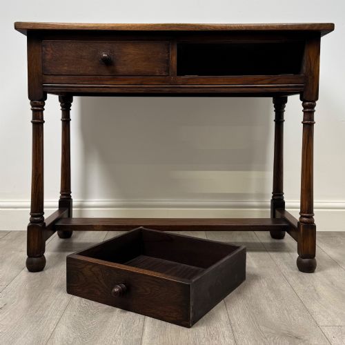 ANTIQUE 20TH CENTURY EDWARDIAN WRITING TABLE IN OAK - ADDITIONAL PHOTO 9