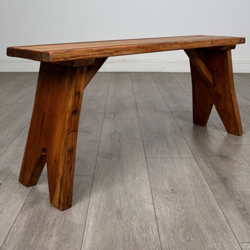 ANTIQUE 20TH CENTURY SMALL GOOD QUALITY PITCH PINE BENCH - ADDITIONAL PHOTO 2