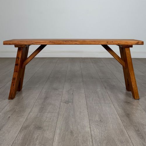 ANTIQUE 20TH CENTURY SMALL GOOD QUALITY PITCH PINE BENCH - ADDITIONAL PHOTO 3