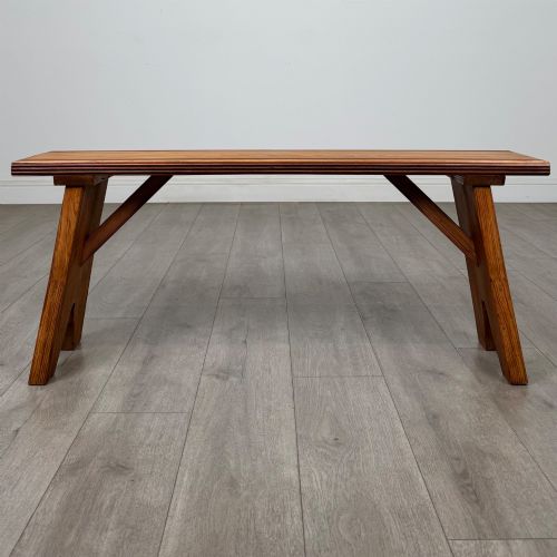 ANTIQUE 20TH CENTURY SMALL GOOD QUALITY PITCH PINE BENCH - ADDITIONAL PHOTO 7