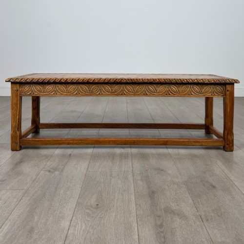 ANTIQUE 20TH CENTURY EDWARDIAN COFFEE TABLE IN GOLDEN OAK