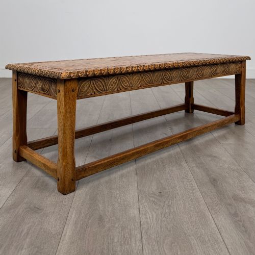 ANTIQUE 20TH CENTURY EDWARDIAN COFFEE TABLE IN GOLDEN OAK - ADDITIONAL PHOTO 3