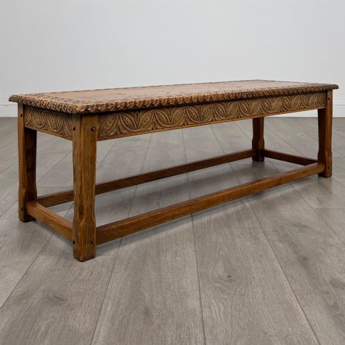 ANTIQUE 20TH CENTURY EDWARDIAN COFFEE TABLE IN GOLDEN OAK - ADDITIONAL PHOTO 7