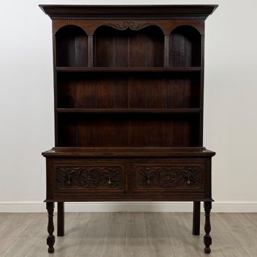 ANTIQUE 19TH CENTURY VICTORIAN CARVED OAK WELSH DRESSER