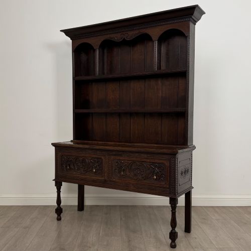 ANTIQUE 19TH CENTURY VICTORIAN CARVED OAK WELSH DRESSER - ADDITIONAL PHOTO 1