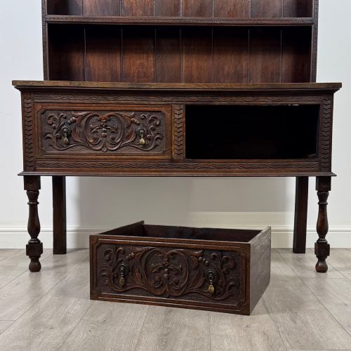 ANTIQUE 19TH CENTURY VICTORIAN CARVED OAK WELSH DRESSER - ADDITIONAL PHOTO 9