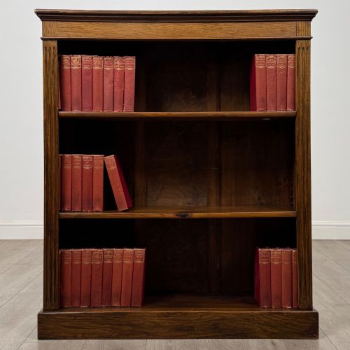ANTIQUE 20TH CENTURY EDWARDIAN OPEN BOOKCASE IN OAK