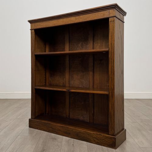 ANTIQUE 20TH CENTURY EDWARDIAN OPEN BOOKCASE IN OAK - ADDITIONAL PHOTO 2