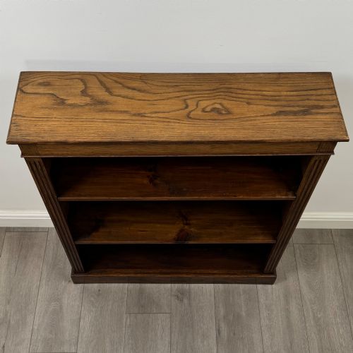 ANTIQUE 20TH CENTURY EDWARDIAN OPEN BOOKCASE IN OAK - ADDITIONAL PHOTO 9