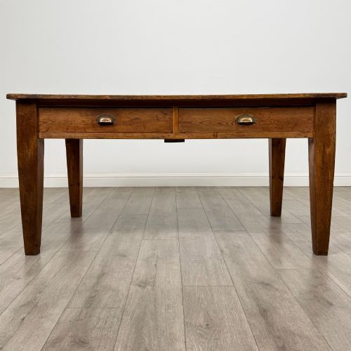 ANTIQUE 19TH CENTURY LARGE FARMHOUSE WRITING TABLE IN PINE