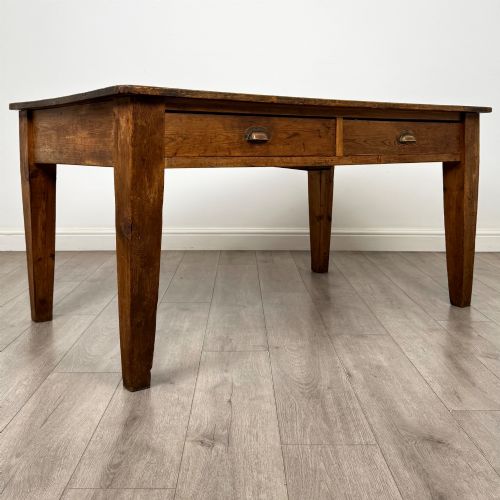 ANTIQUE 19TH CENTURY LARGE FARMHOUSE WRITING TABLE IN PINE - ADDITIONAL PHOTO 7