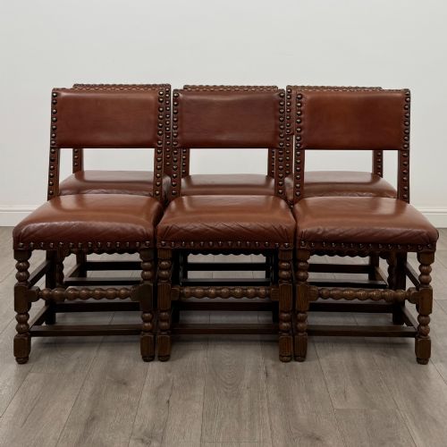 antique 20th century edwardian set of 6 dining chairs in oak - CATEGORY: ANTIQUE CHAIRS - DATED EDWARDIAN