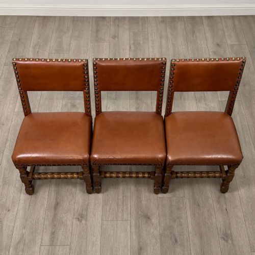 ANTIQUE 20TH CENTURY EDWARDIAN SET OF 6 DINING CHAIRS IN OAK - ADDITIONAL PHOTO 6