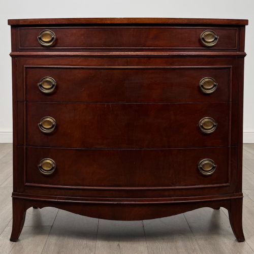 antique 20th century bow front chest of drawers in mahogany - CATEGORY: ANTIQUE CHEST OF DRAWERS - DATED EDWARDIAN