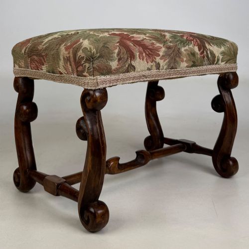 ANTIQUE 20TH CENTURY EDWARDIAN TAPESTRY STOOL IN WALNUT - ADDITIONAL PHOTO 7