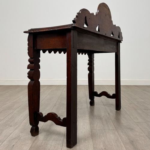 ANTIQUE 19TH CENTURY CARVED OAK VICTORIAN SIDE TABLE - ADDITIONAL PHOTO 3