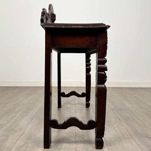 ANTIQUE 19TH CENTURY CARVED OAK VICTORIAN SIDE TABLE - ADDITIONAL PHOTO 6