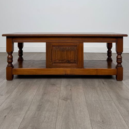 ANTIQUE 20TH CENTURY CARVED OAK COFFEE TABLE - ADDITIONAL PHOTO 5