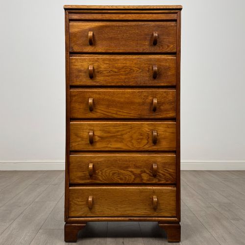 antique 20th century narrow chest of drawers in oak - CATEGORY: ANTIQUE CHEST OF DRAWERS - DATED EDWARDIAN