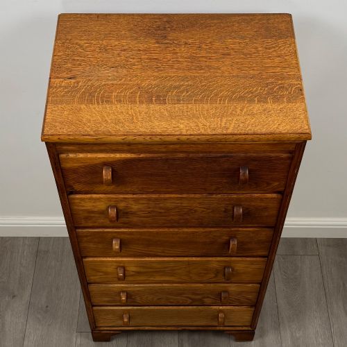 ANTIQUE 20TH CENTURY NARROW CHEST OF DRAWERS IN OAK - ADDITIONAL PHOTO 8