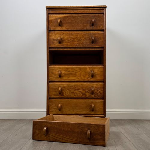 ANTIQUE 20TH CENTURY NARROW CHEST OF DRAWERS IN OAK - ADDITIONAL PHOTO 9