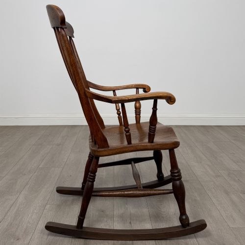 ANTIQUE 20TH CENTURY FARMHOUSE ROCKING CHAIR IN ELM - ADDITIONAL PHOTO 5
