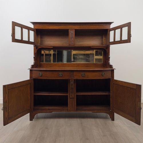 ANTIQUE 20TH CENTURY FINE QUALITY ARTS CRAFTS SIDEBOARD IN OAK - ADDITIONAL PHOTO 1