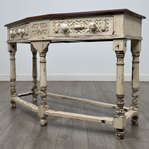 ANTIQUE 20TH CENTURY COUNTRY HOUSE STYLE CONSOLE TABLE IN OAK - ADDITIONAL PHOTO 1