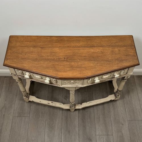 ANTIQUE 20TH CENTURY COUNTRY HOUSE STYLE CONSOLE TABLE IN OAK - ADDITIONAL PHOTO 8