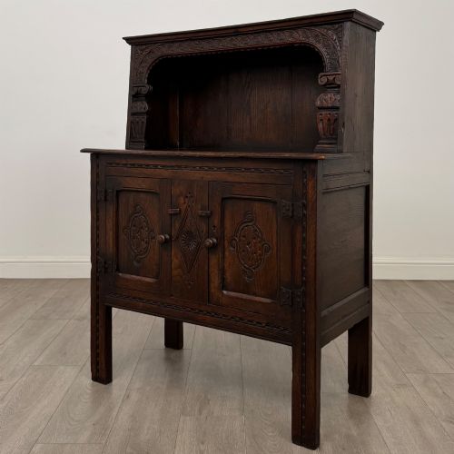 ANTIQUE 19TH CENTURY SMALL VICTORIAN CUPBOARD IN OAK - ADDITIONAL PHOTO 2