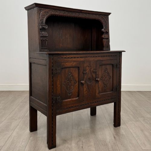 ANTIQUE 19TH CENTURY SMALL VICTORIAN CUPBOARD IN OAK - ADDITIONAL PHOTO 8