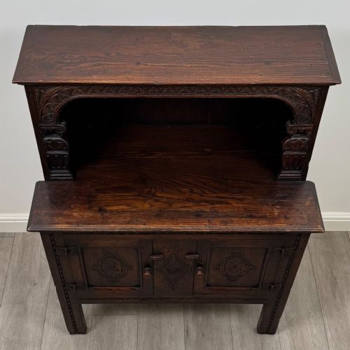 ANTIQUE 19TH CENTURY SMALL VICTORIAN CUPBOARD IN OAK - ADDITIONAL PHOTO 9