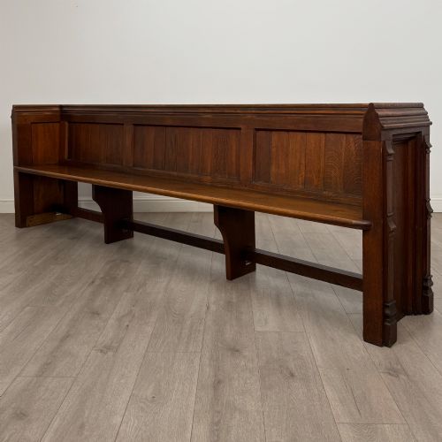 ANTIQUE 19TH CENTURY LARGE VICTORIAN BENCH PEW IN OAK - ADDITIONAL PHOTO 1