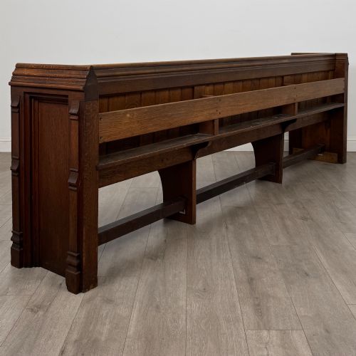 ANTIQUE 19TH CENTURY LARGE VICTORIAN BENCH PEW IN OAK - ADDITIONAL PHOTO 3